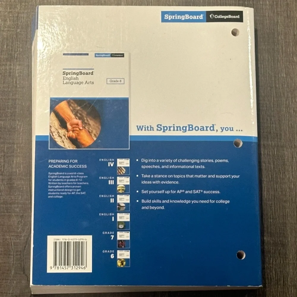 Spring Board 8th Grade English Language Arts Text & Workbook